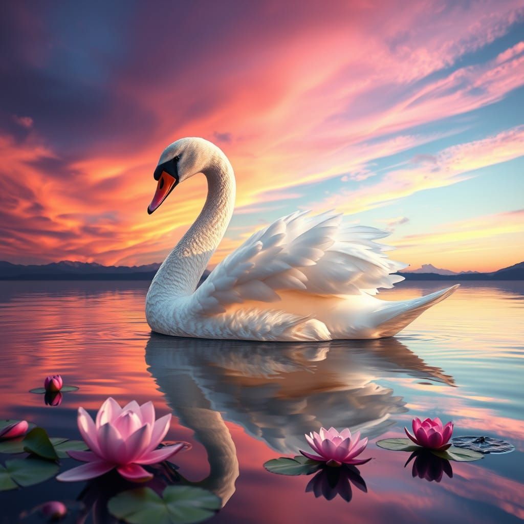 Ethereal Swan in Luminescent Plumage