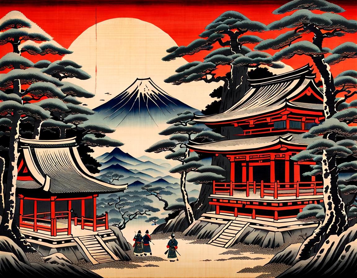 Samurai Masters Training: Ukiyo-e Woodblock Print