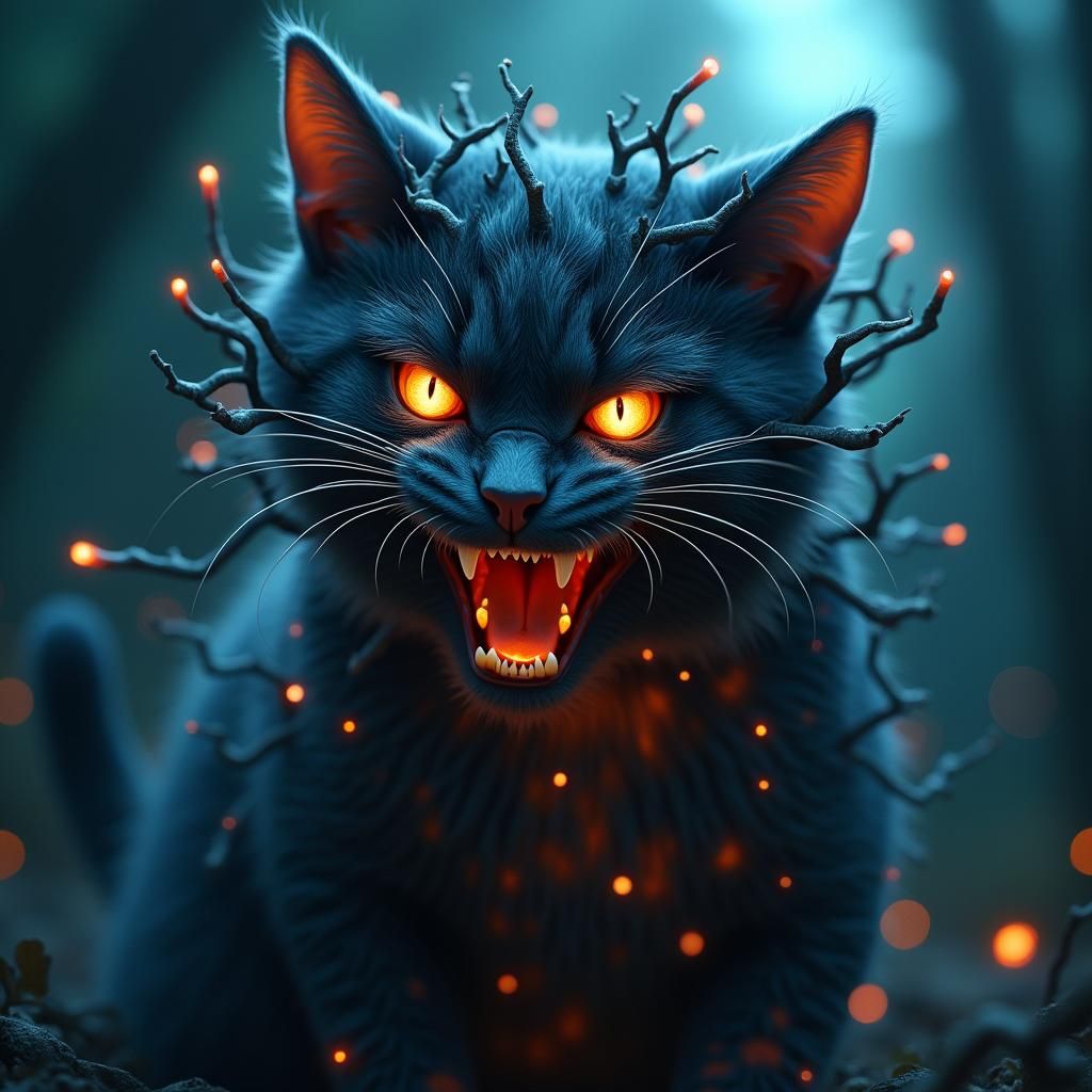 Menacing Glowing Cat in Unreal Engine 5 Render