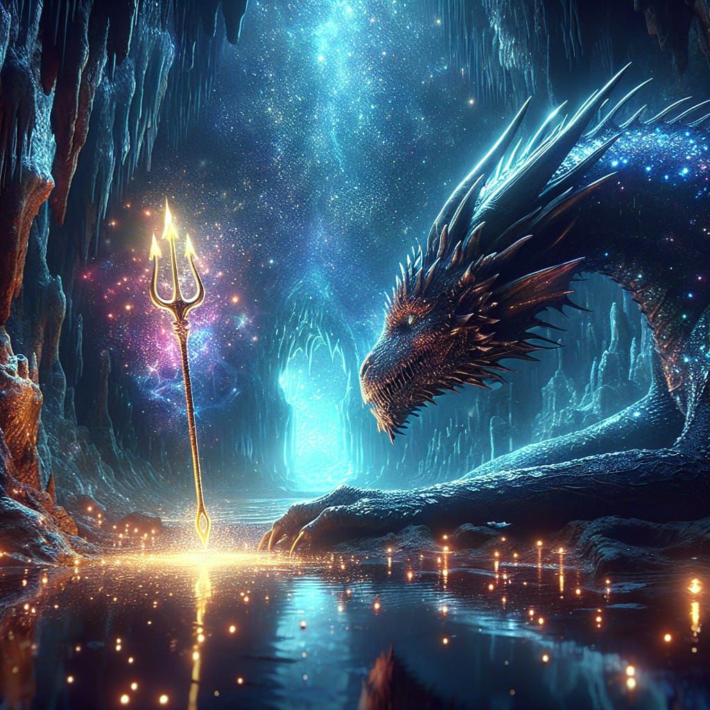 Starlight Dragon Gazing at Lost Trident