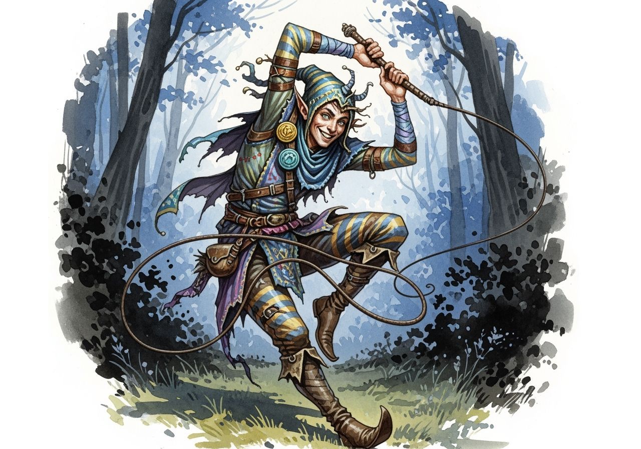 Fae Trickster in Twilight Grove - Impressionist Watercolor A...