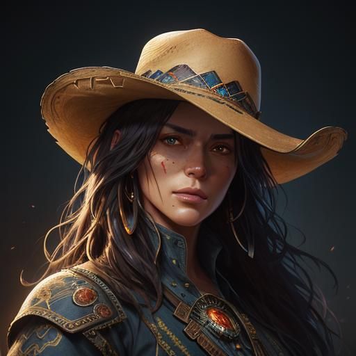 Cowboy and Cowgirl Portrait in Digital Art Style