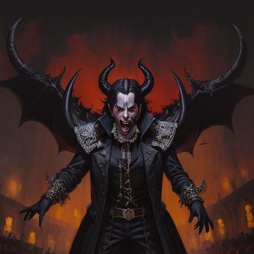 Prince of Hell as Wanderer in Old Horror Painting