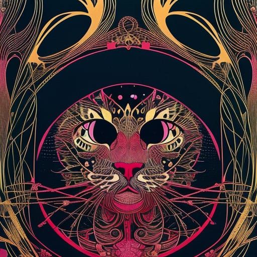 Detailed Cat Illustration in Manga Style