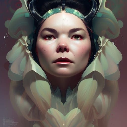 Bjork Portrait in Hyperdetailed Digital Art Style