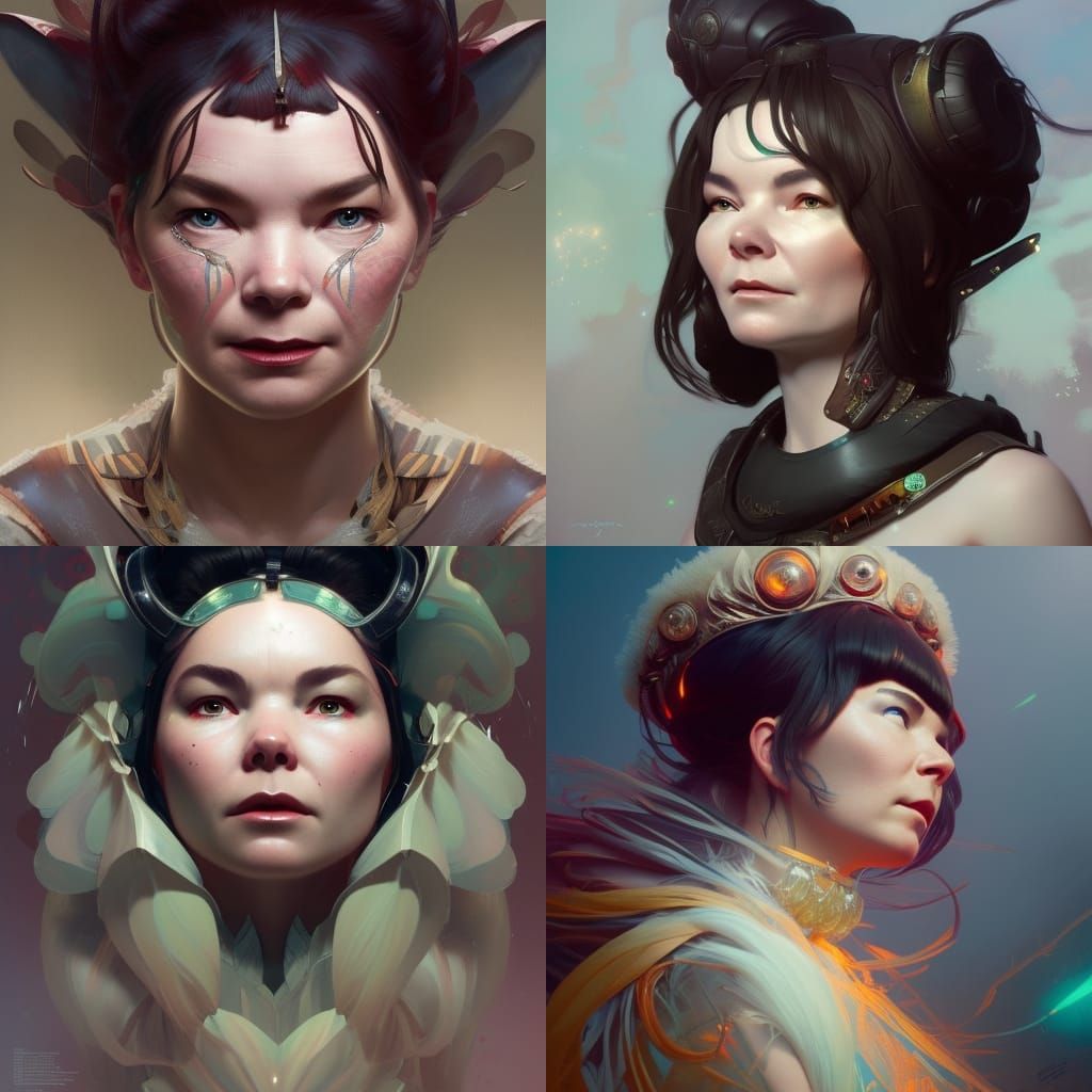 Bjork Portrait in Art Nouveau Style