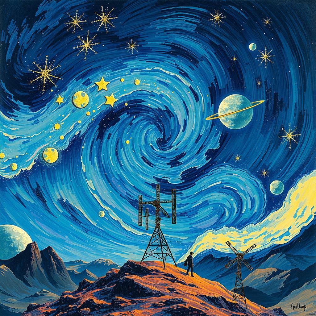 Sci-Fi Landscape in Post-Impressionist Style