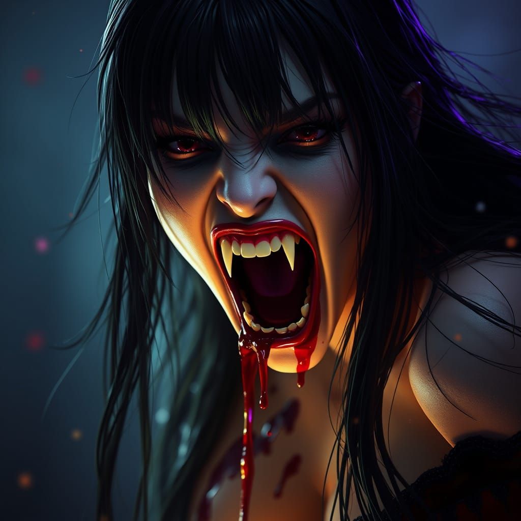 Ethereal Vampire Woman in Dark Fantasy Art