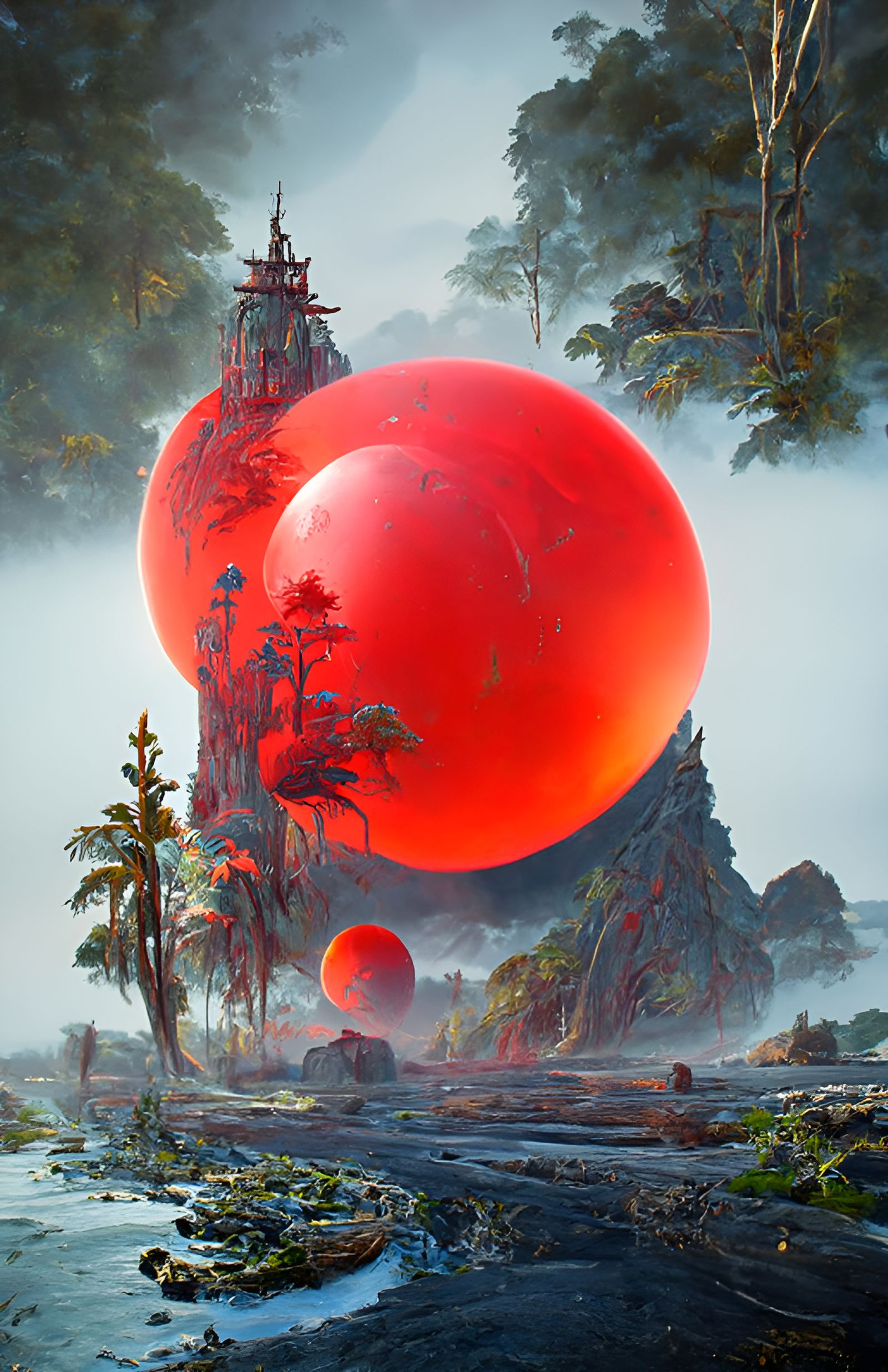 Glowing Alien Tropical Island: Sci-Fi Fantasy Art