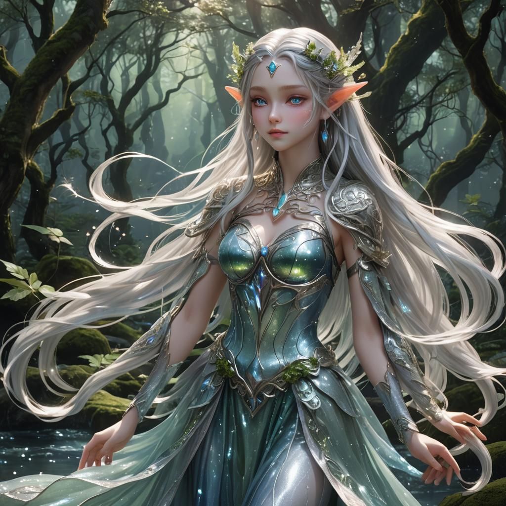 Stunning Elf with Flowing Hair in 3D Anime Art
