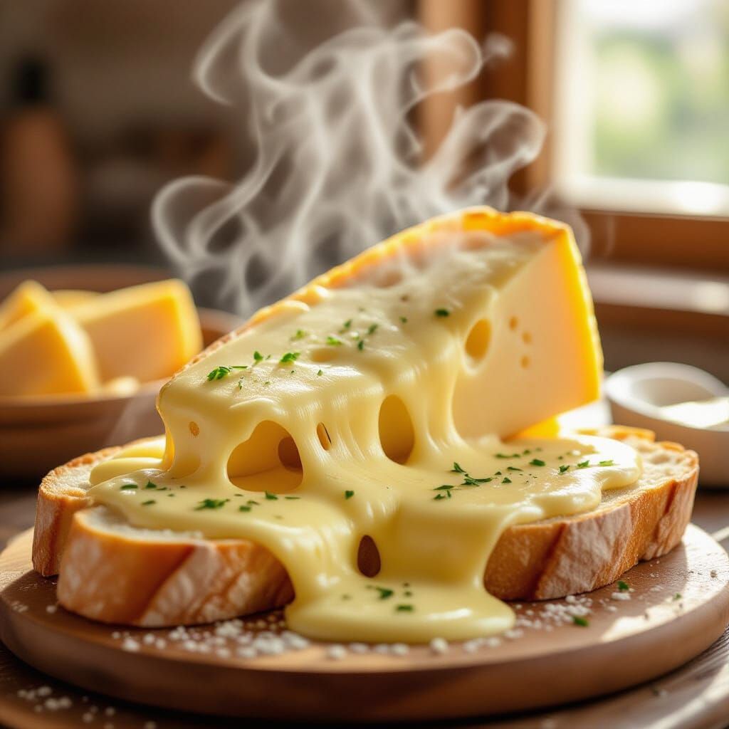 Realistic Cheese Melt on Hot Bread