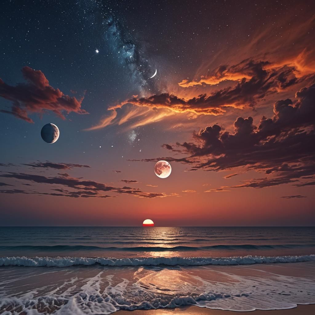 Bronze Galaxy Parting: Sunset and Midnight Sky