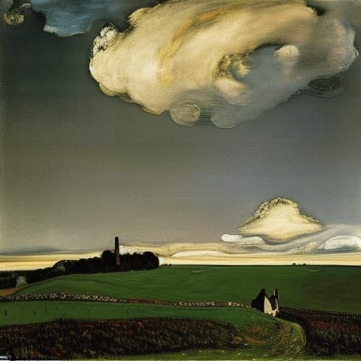 Melancholic Cloud Departure in Expressionist Style