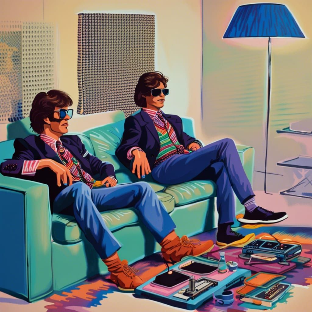 1980s Gamers Playing Atari in Hyperrealistic Detail