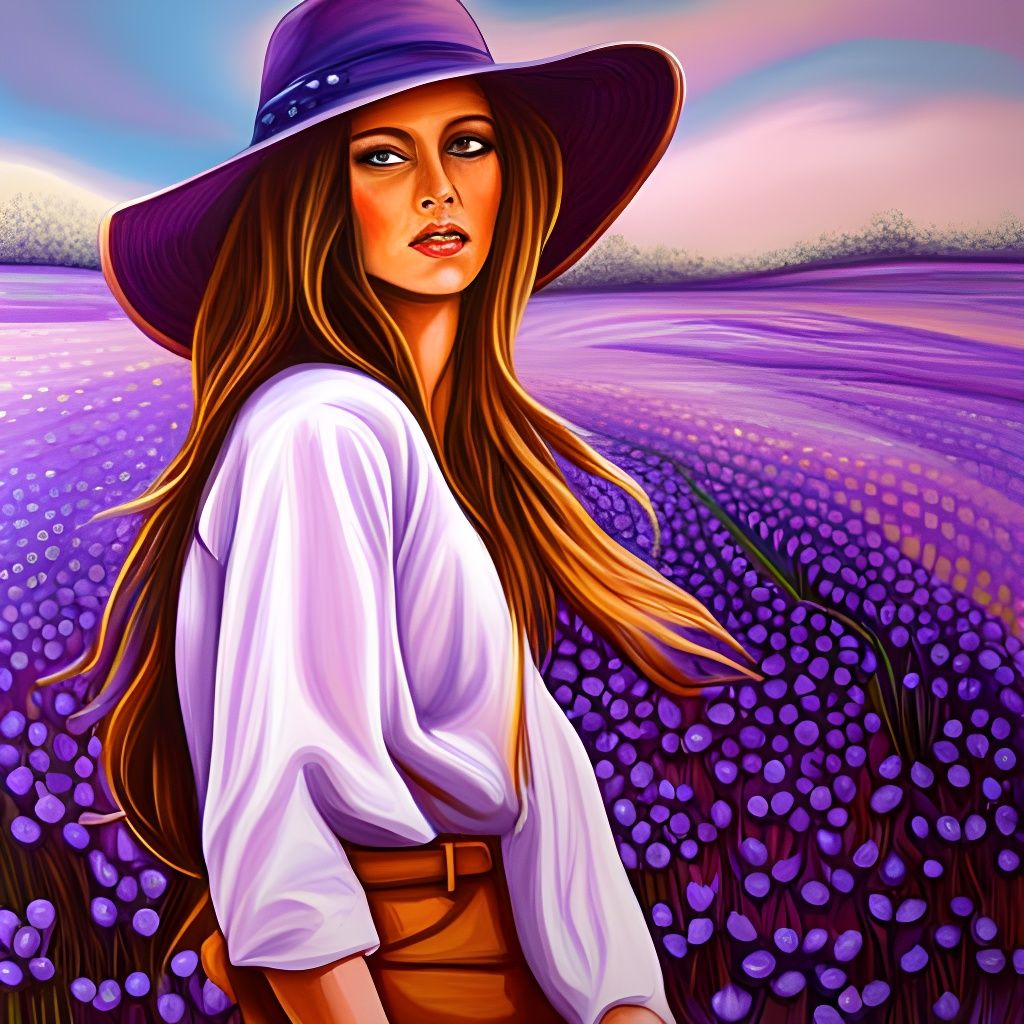 70's Girl in Flower Field: Graffiti Splash Art