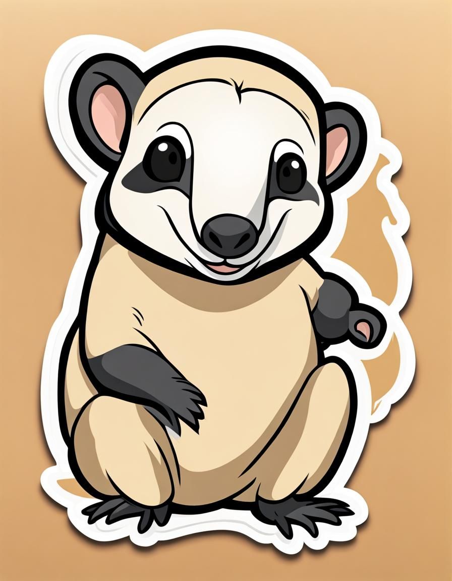 Cute Smiling Tamandua Sticker Art