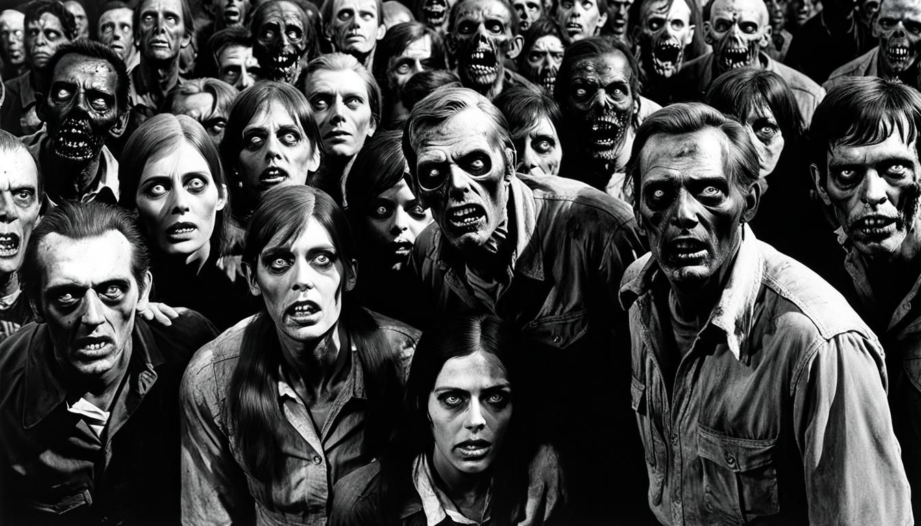 Hyperrealistic Zombie Portrait in 1960s Film Style