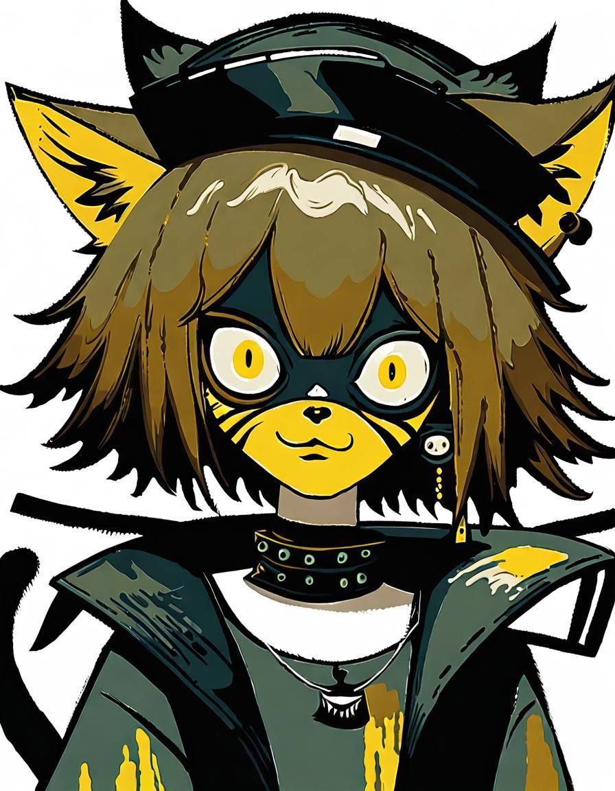 Anime Cat Girl with Multiple Tails