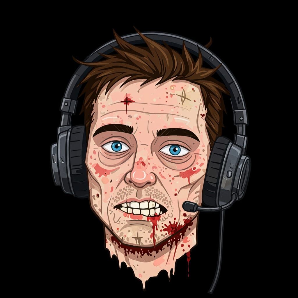 Cartoon Zombie Logo in Post-Apocalyptic Style