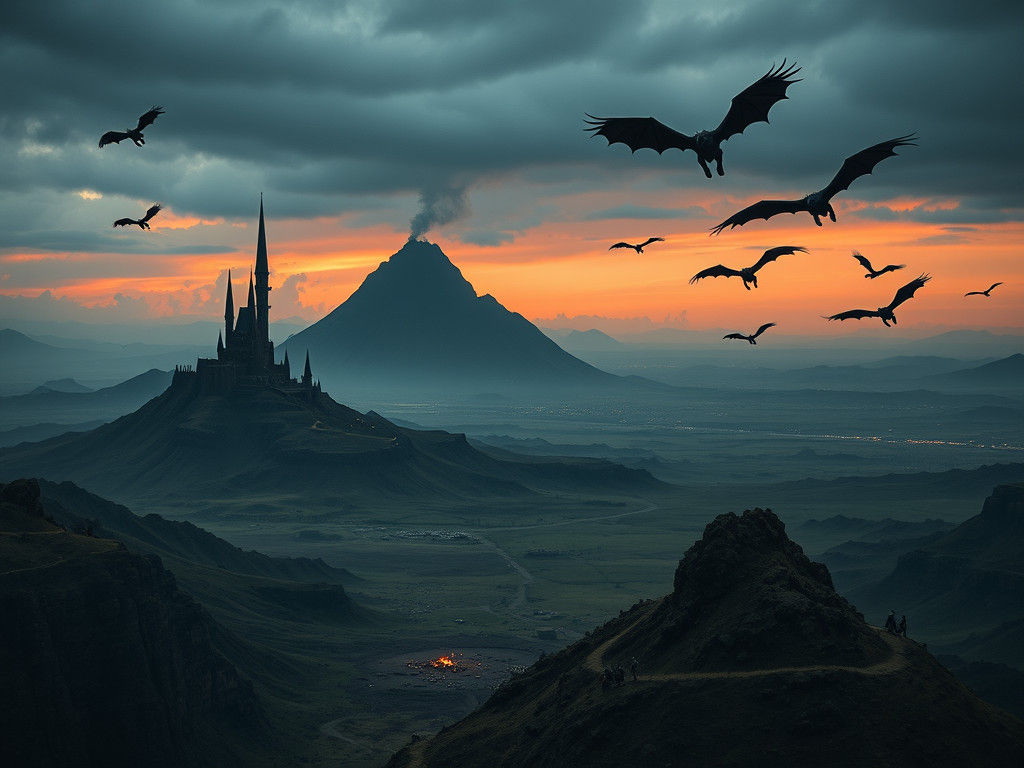 Mordor Skyline Panorama in Lord of the Rings Style