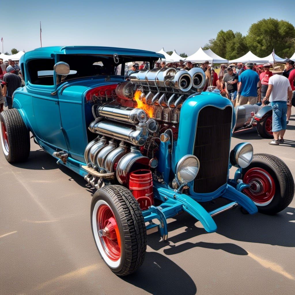 Frankenstein's Hotrod: V-8 Engine Flames
