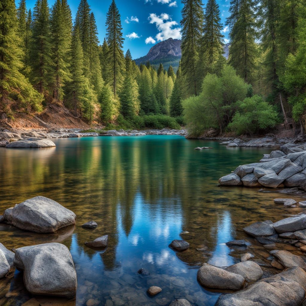 Serene Blue Lake in a Majestic Mountain Setting