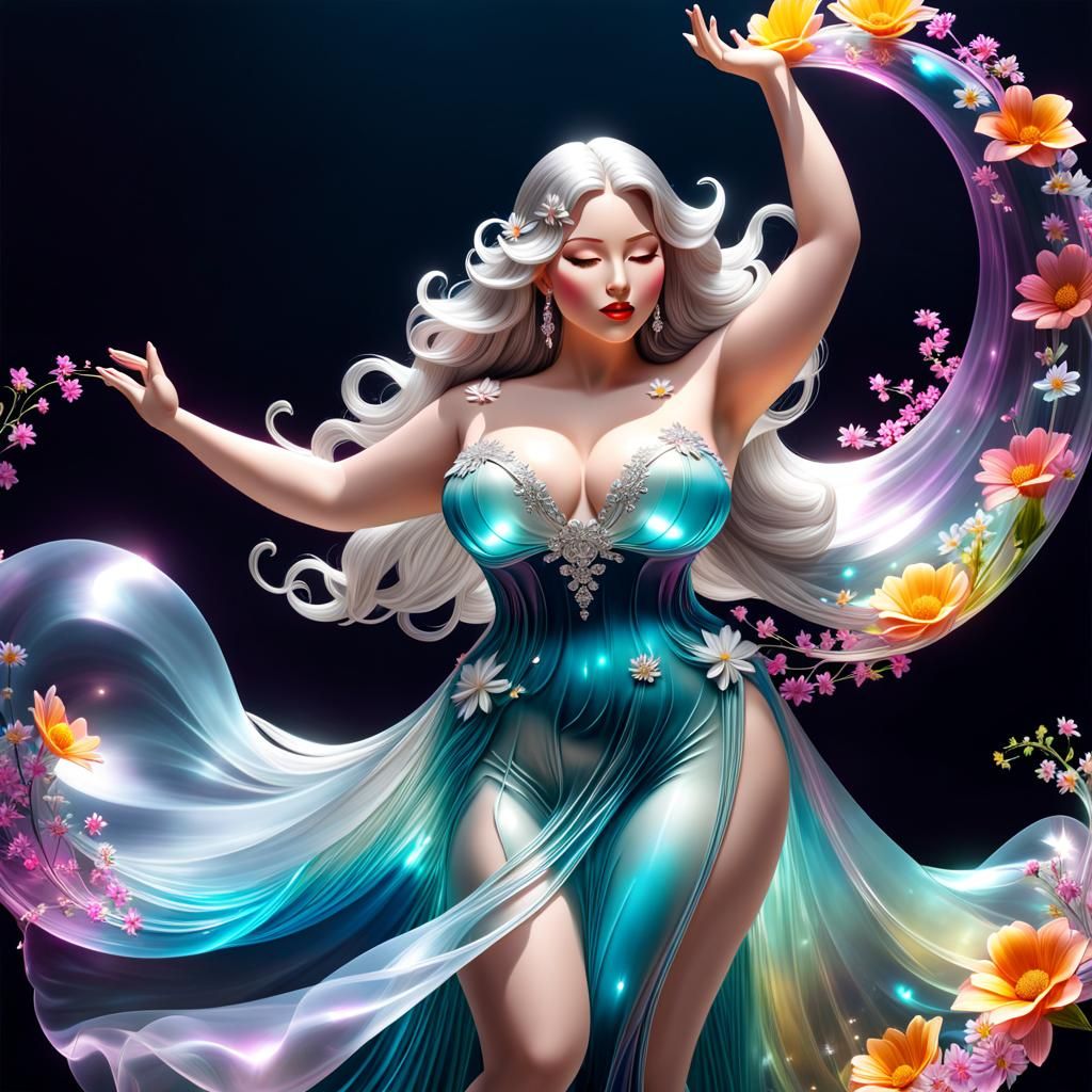 Transparent Jelly Sculpture: Dancing Goddess in Floral Gown