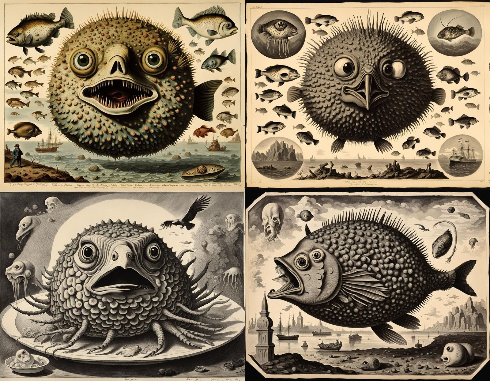 Grotesque Mutant Creature Inspired by Surrealist Art