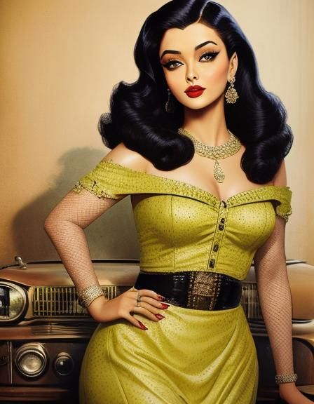 Aishwarya Rai / Gil Elvgren style
