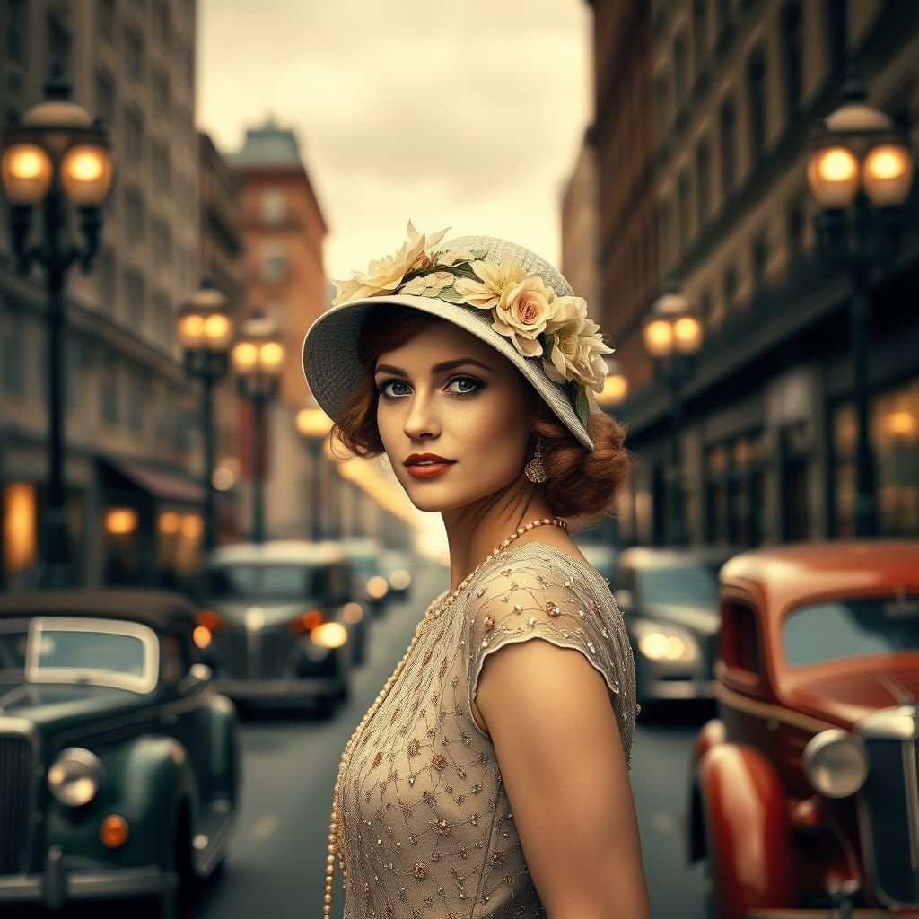 Nostalgic Woman in Vintage Attire, Pictorialist Style