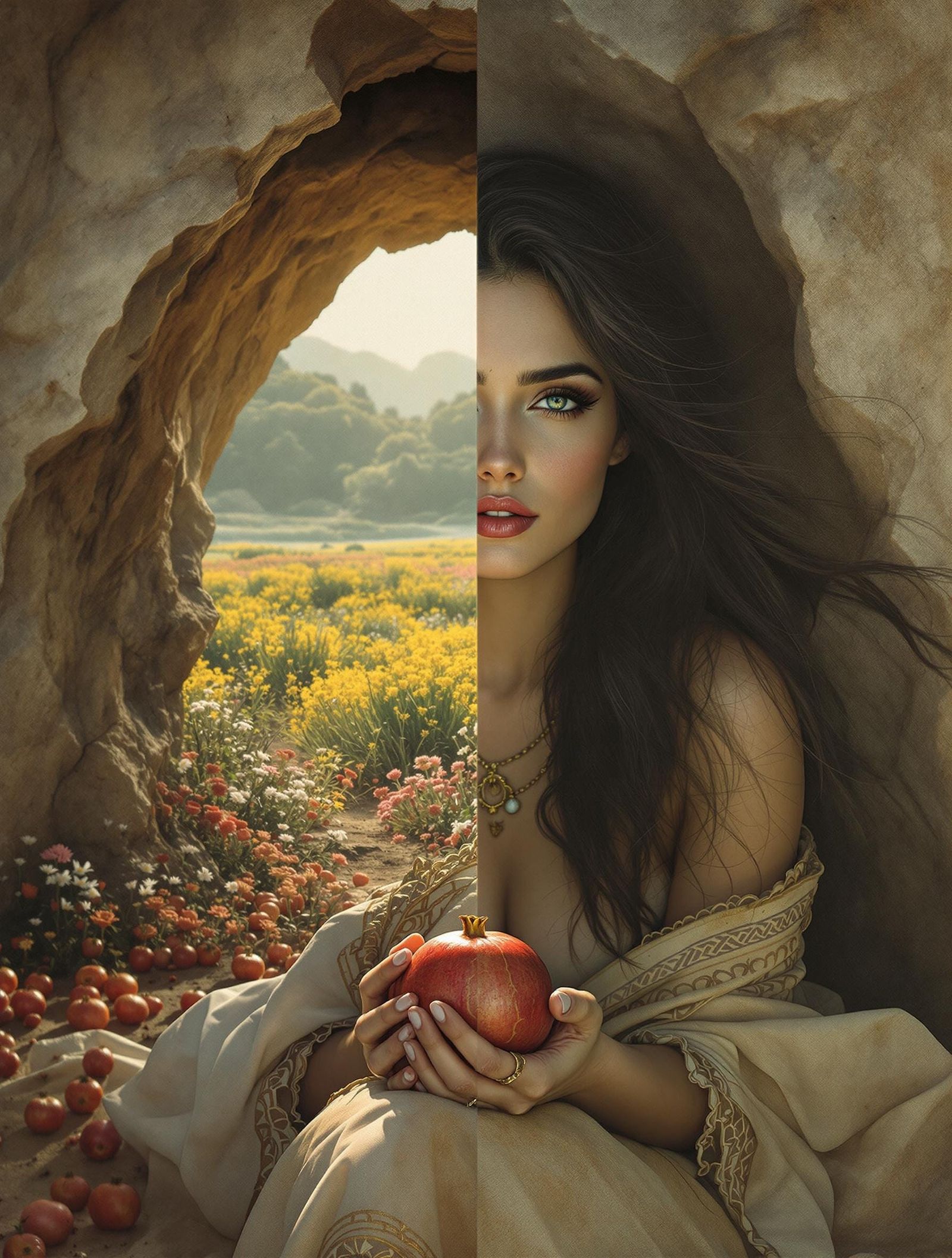 Transcendent Goddess in Ambrotype-Inspired Hyperrealism