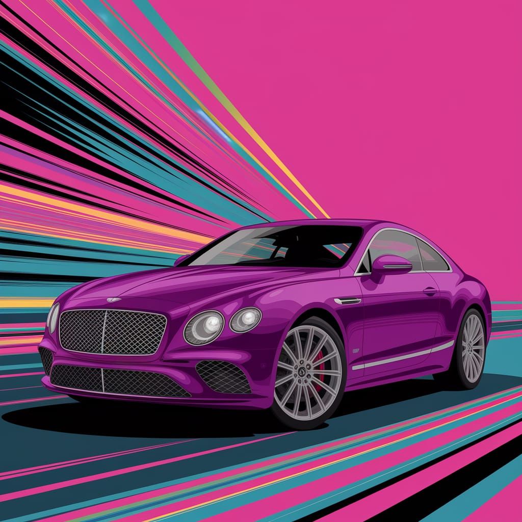 Bold Radiant Pop Art Design in Purple and Pink