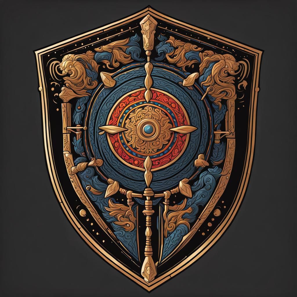 Vibrant Royal War Shield Vector Design for T-Shirt