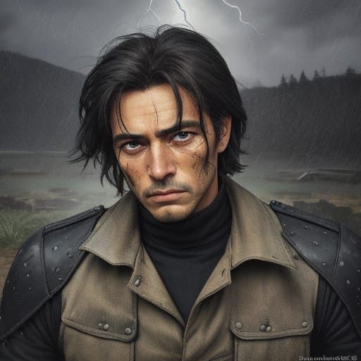 A Mysterious Figure Smears Tears with Weathered Boots, Eyes...