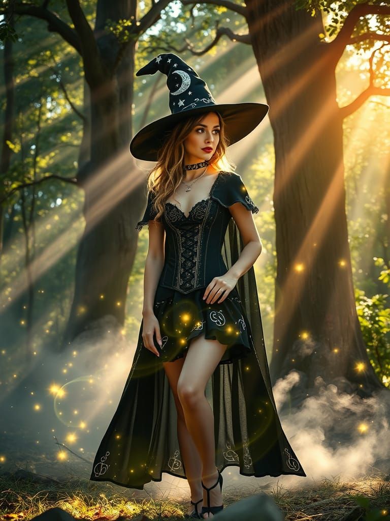 Enchanted Forest Witch in Sun-Drenched Light