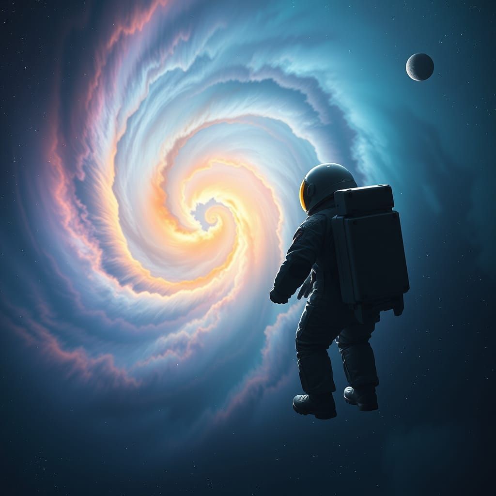Astronaut Adrift in Vibrant Nebula: Hyperrealistic Space Ope...