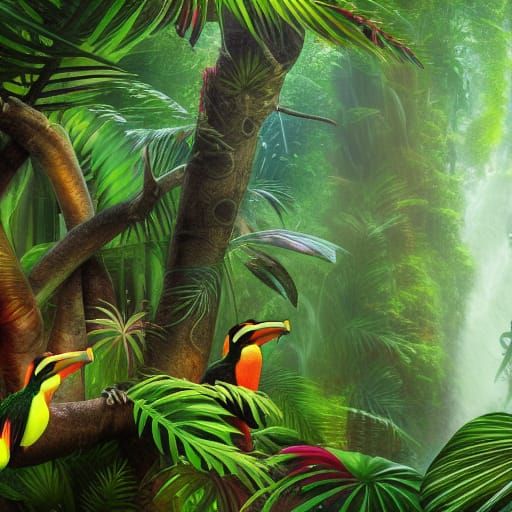 Madagascar Rainforest Wildlife in Detailed Fantasy Art