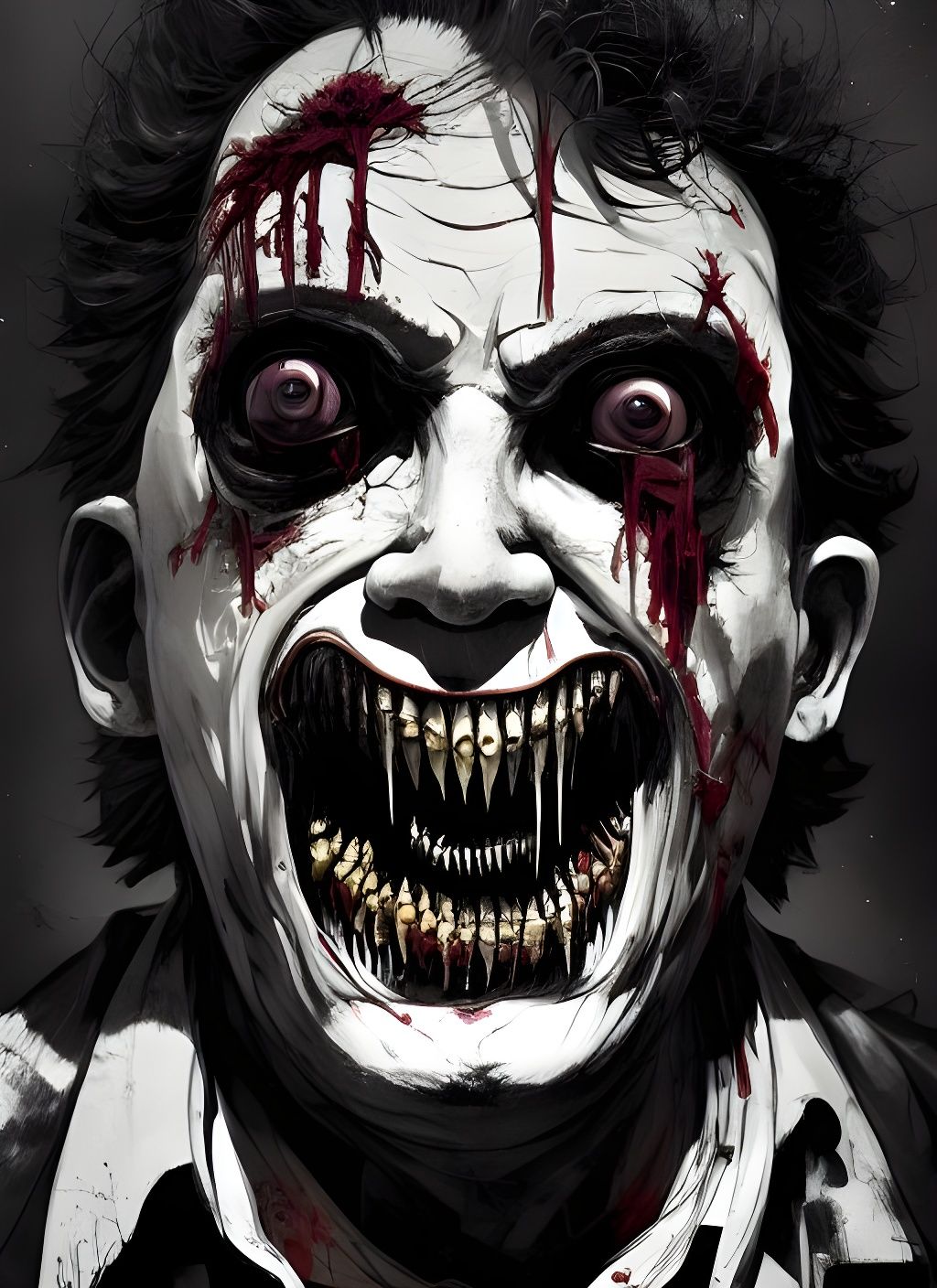 Leatherface Portrait with Grotesque Smile