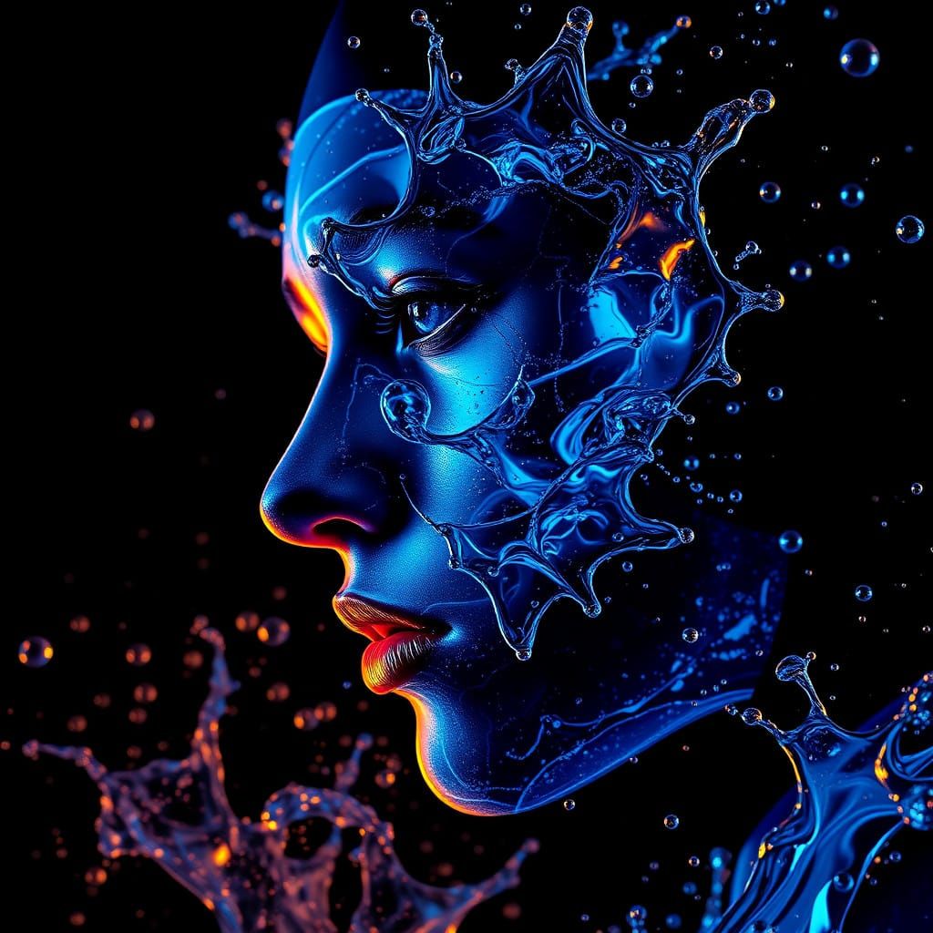 Ethereal Glass Sculptures on a Dark Background with Vibrant...