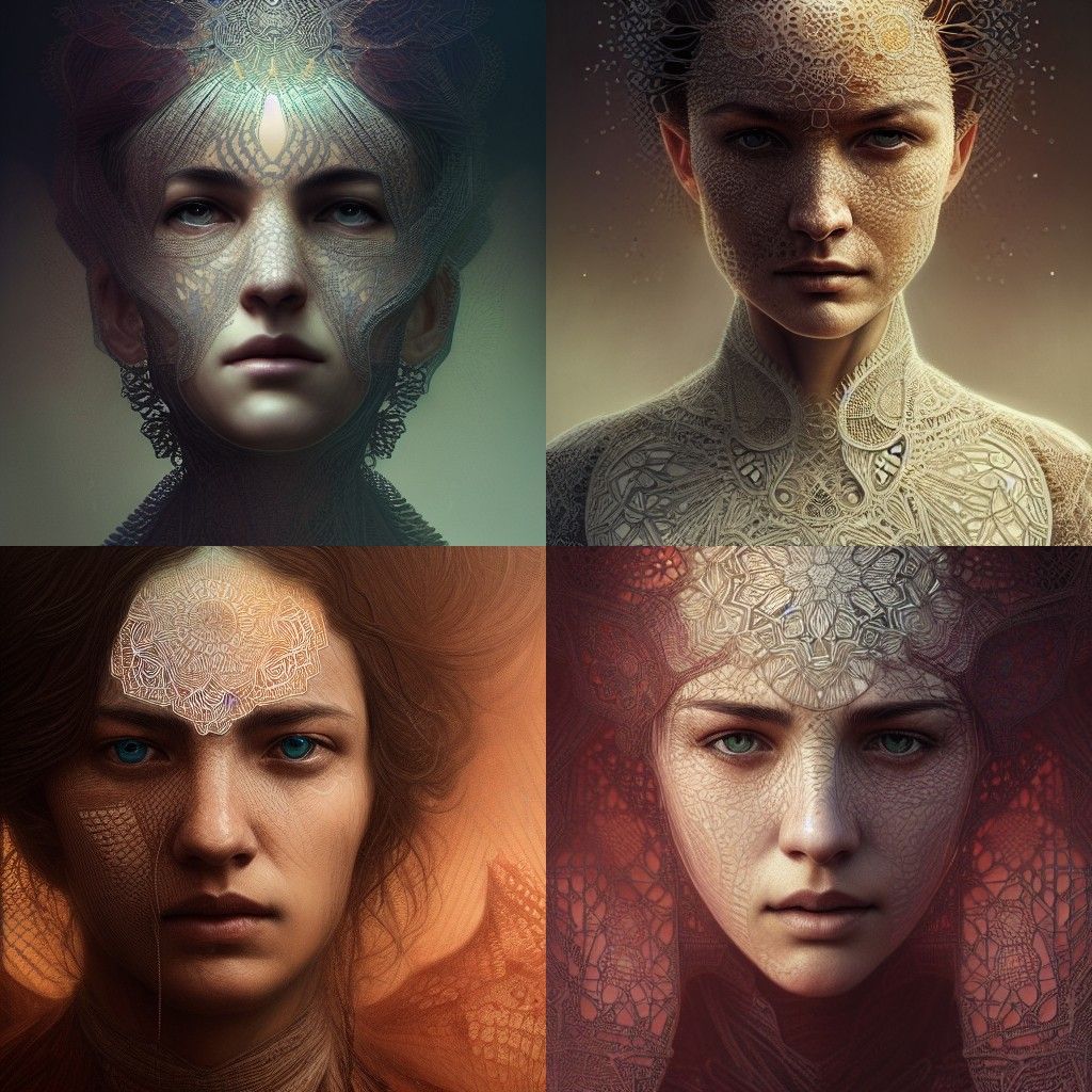 Detailed Lace Mandala Portrait in Cel-Shaded Style