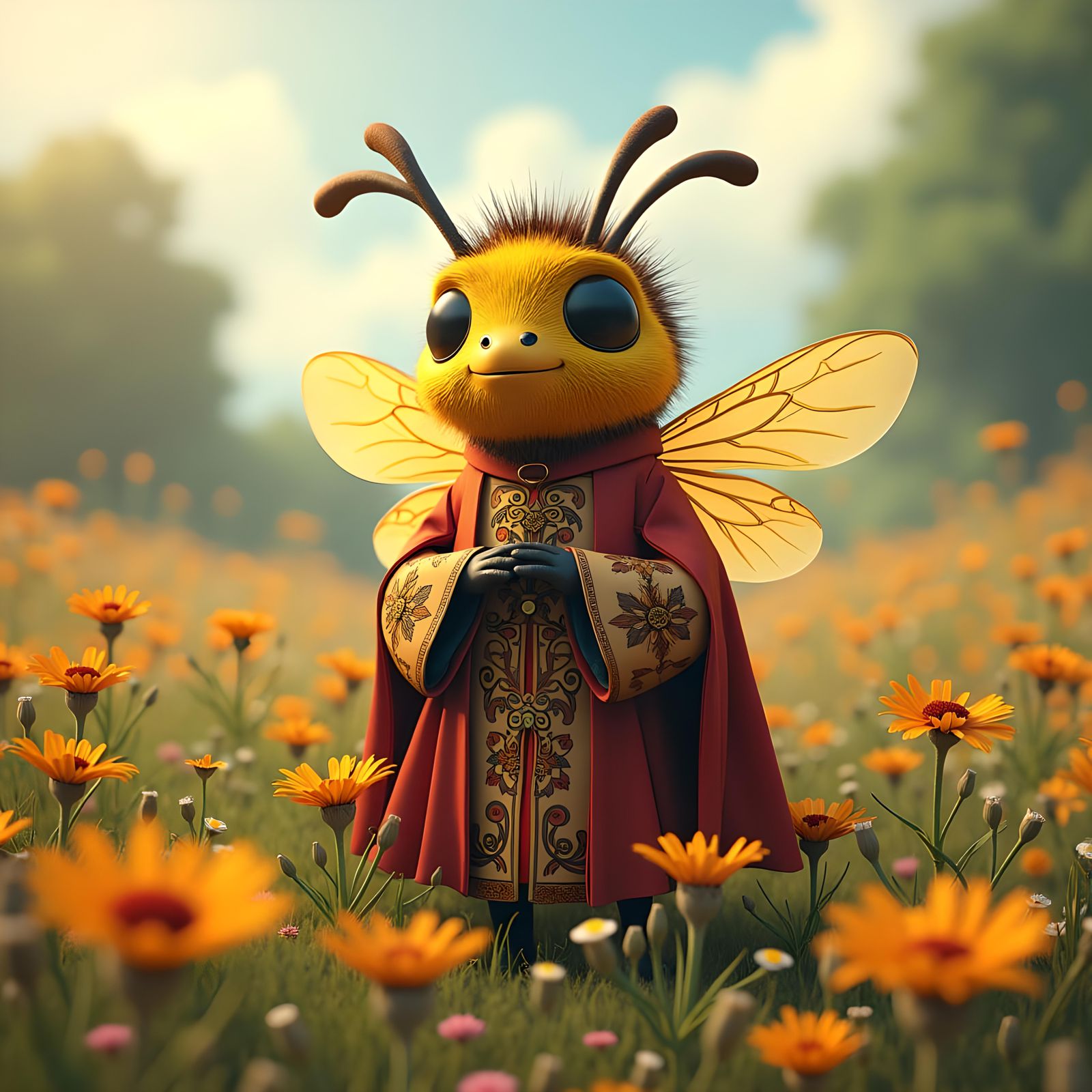 Baroque Bee in a Flower Field