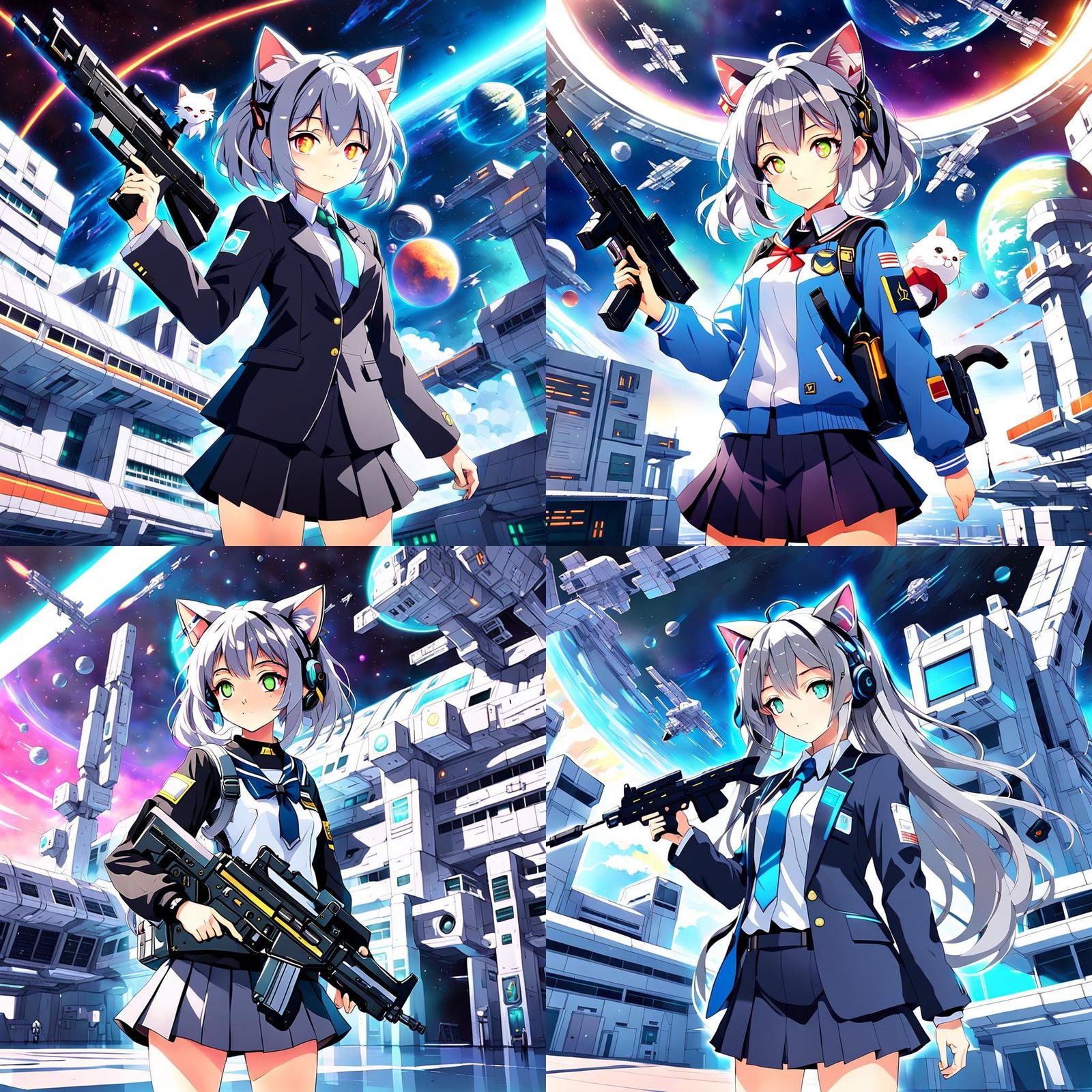 Japanese Schoolgirl in Futuristic Uniform