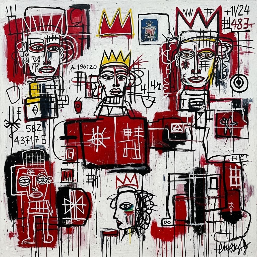 Neo-Expressionist Figures in Bold Colors and Lines