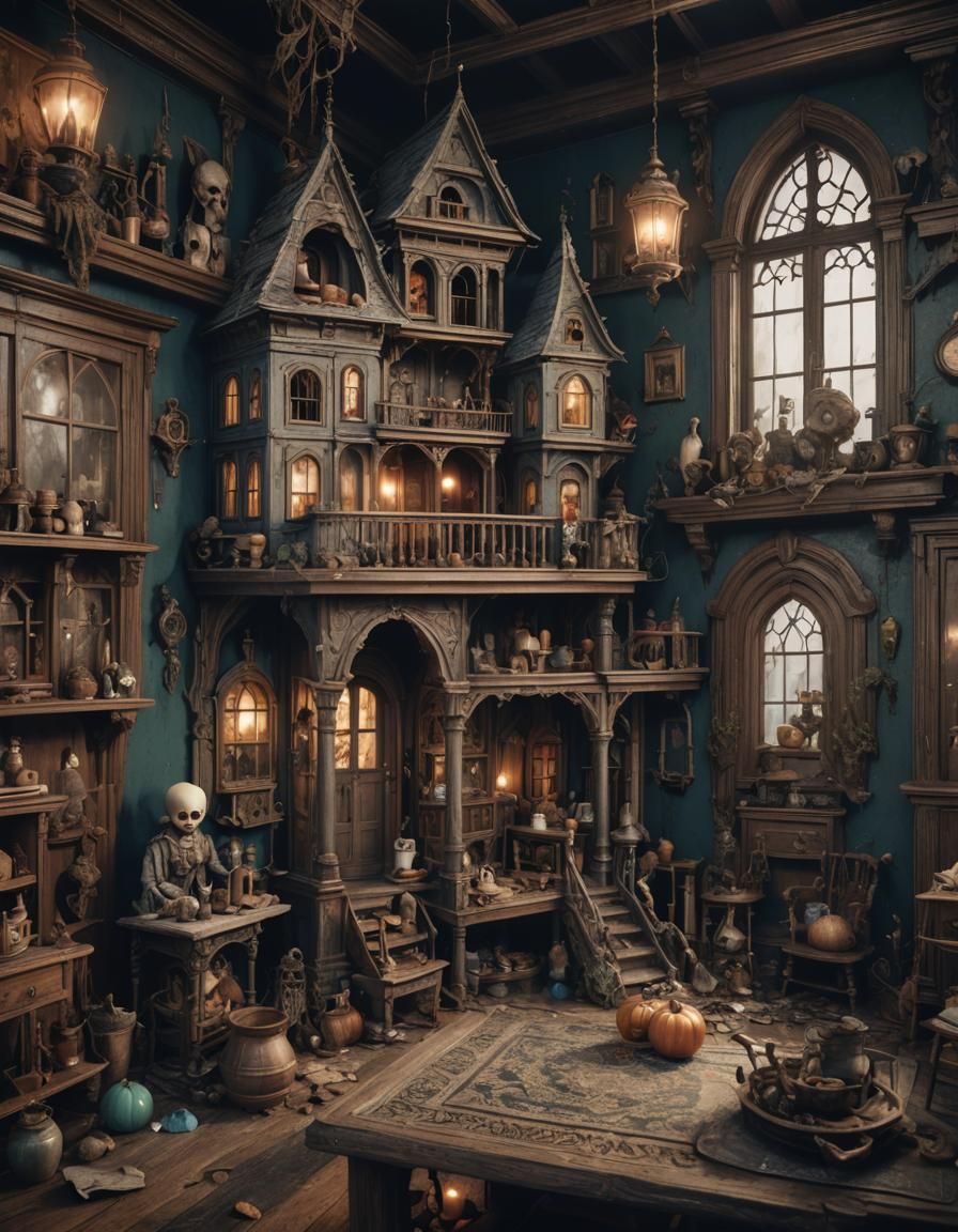 Haunted Dollhouse: Realistic Fantasy Concept Art
