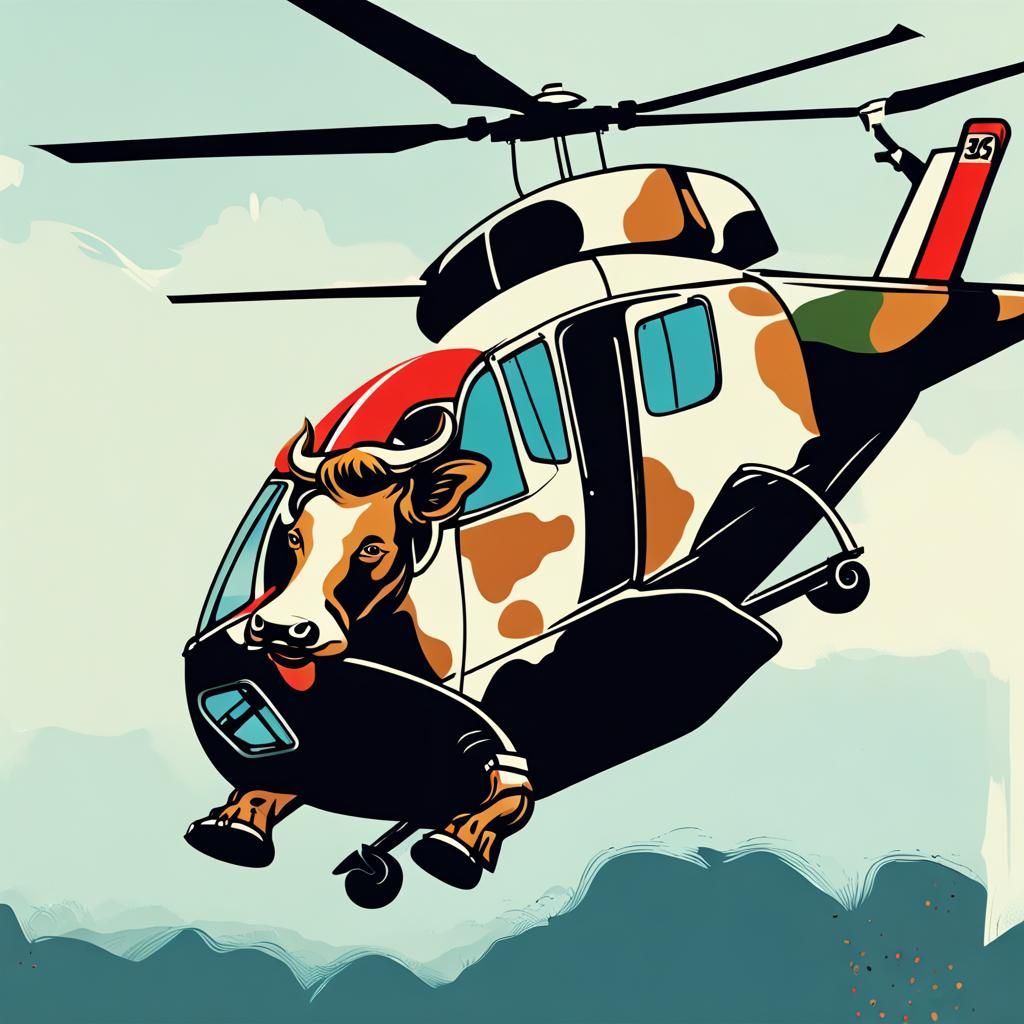 Cow in Huey Helicopter over Vietnam: Abstract Art