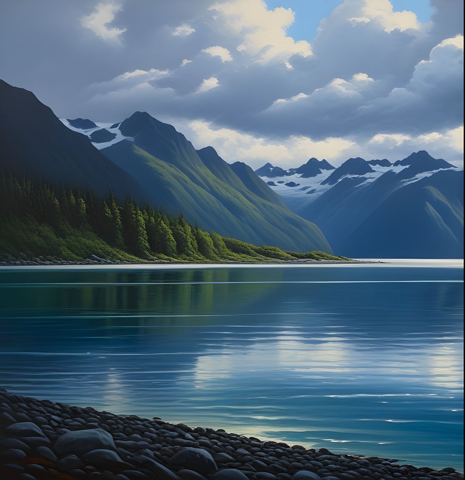 Alaska Bay in Oil Painting Style