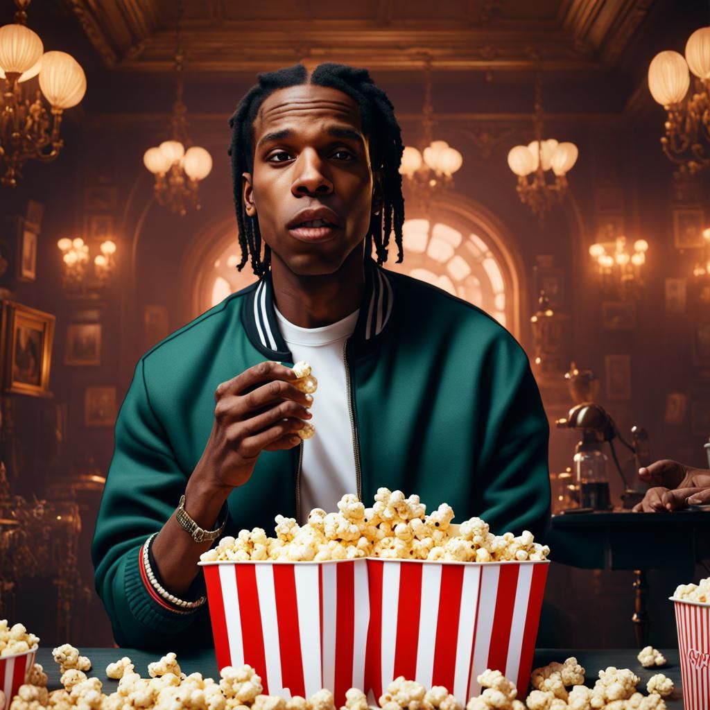 asap rocky eating popcorn