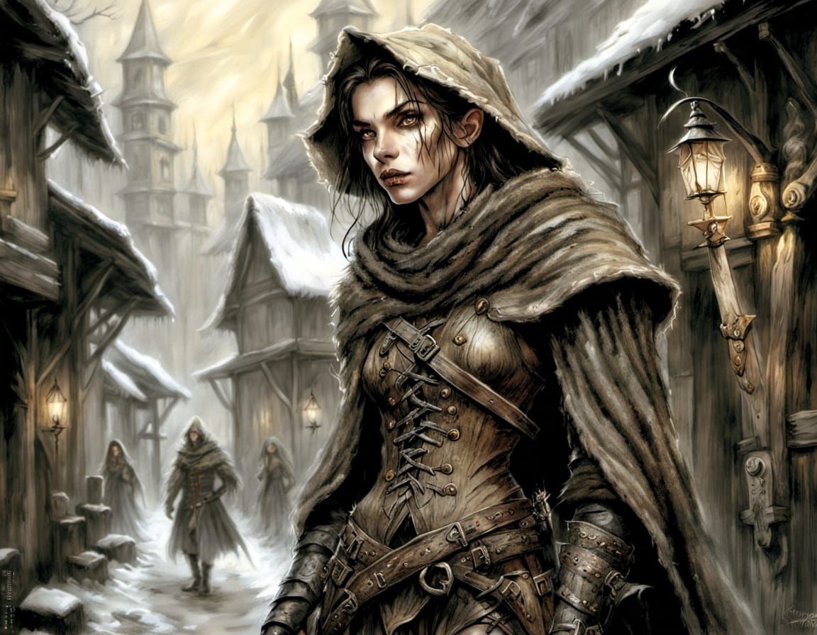 Fierce Elf Bounty Hunter in Luis Royo Style