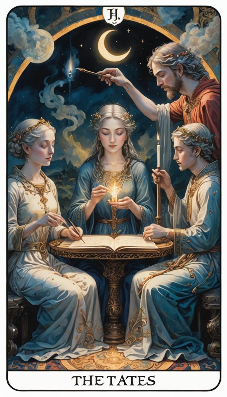 Mystic Hand Writes Sacred Text on Tarot Card