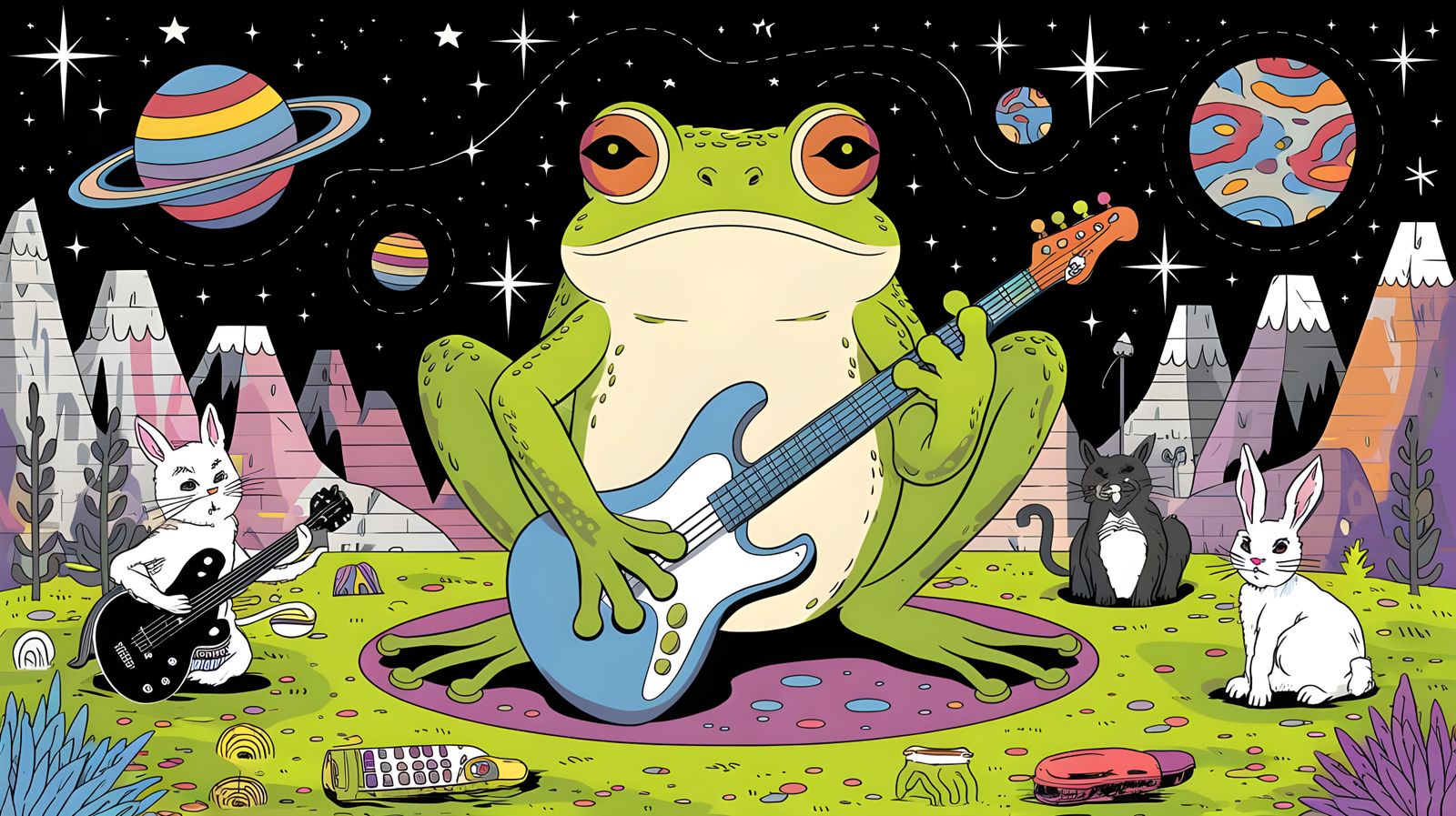 Psychedelic Frog Rock Band on Mirror Planet